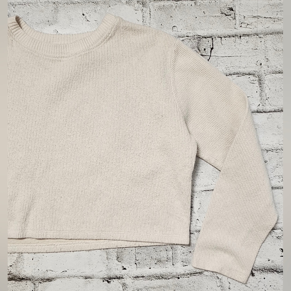 Zara Cream Ribbed Cropped Sweater - Picture 6 of 7
